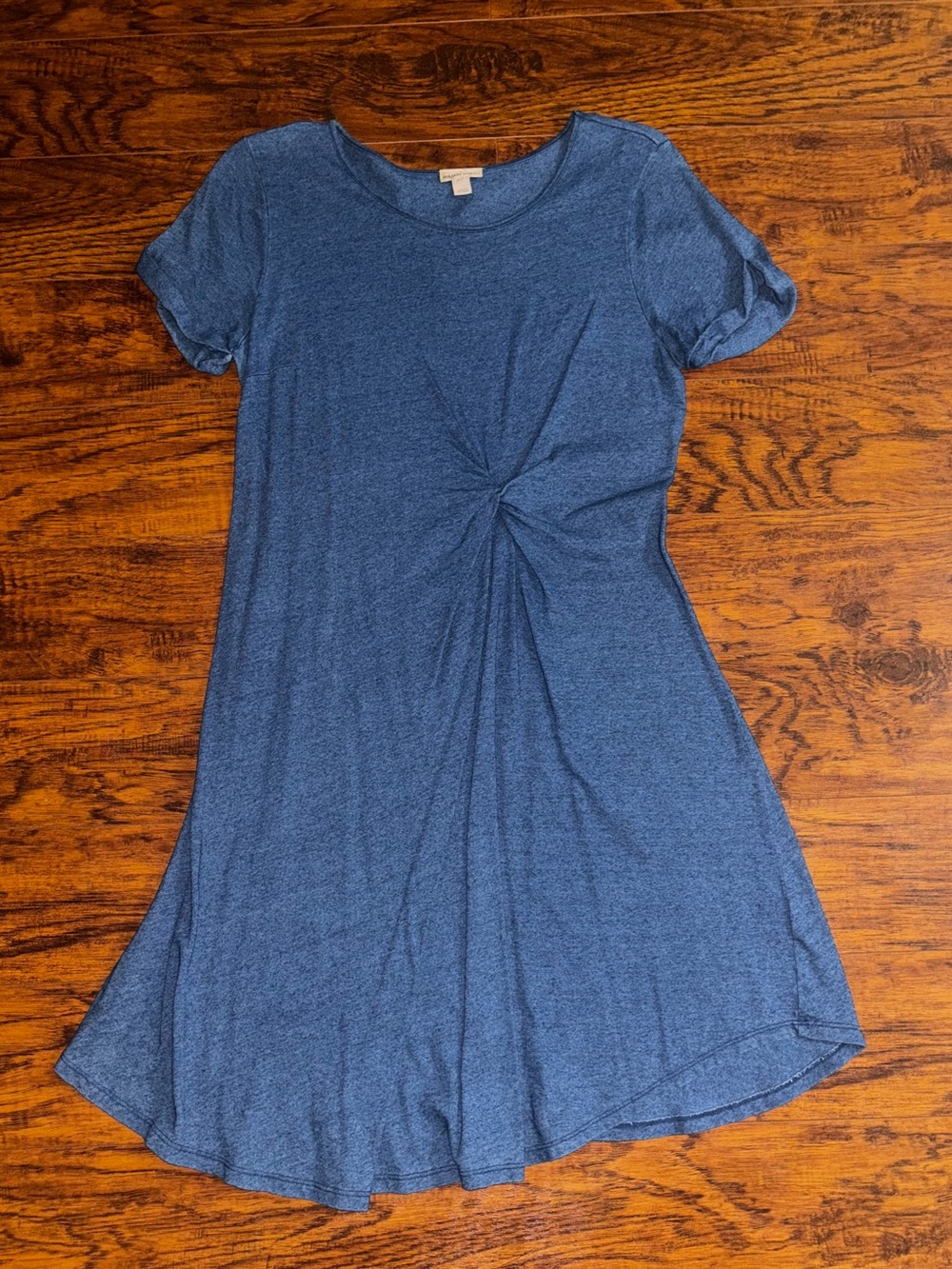 Anthropologie Holding Horses Tie-Front Cotton T-Shirt Dress Heather Blue Midi
